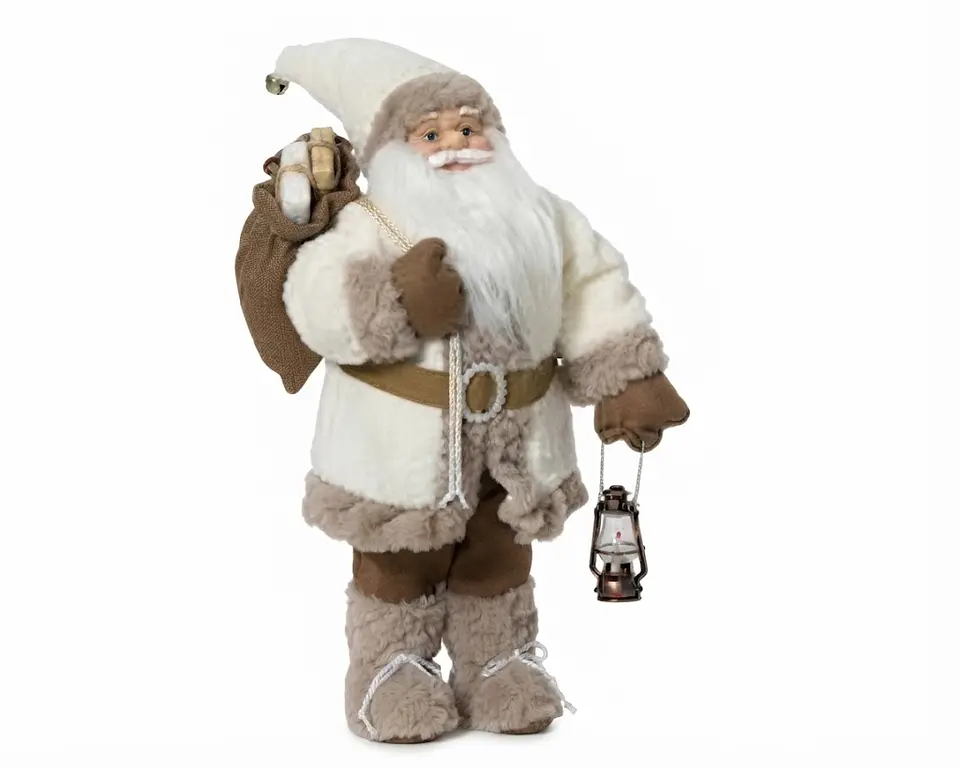 Pai Natal Decorativo Branco com Lanterna | 45 cm 4