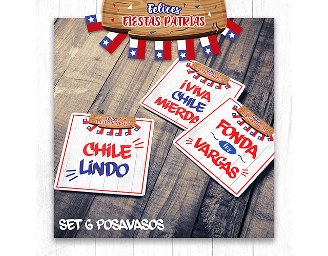  6 Posavasos Fiestas Patrias