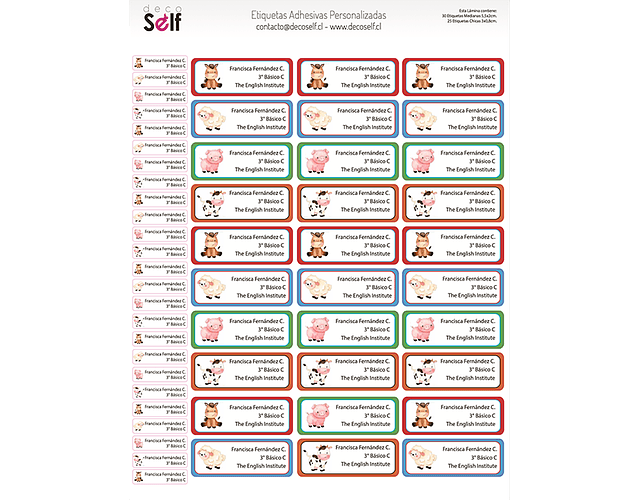 Etiquetas Adhesivas ANIMALES DE LA GRANJA