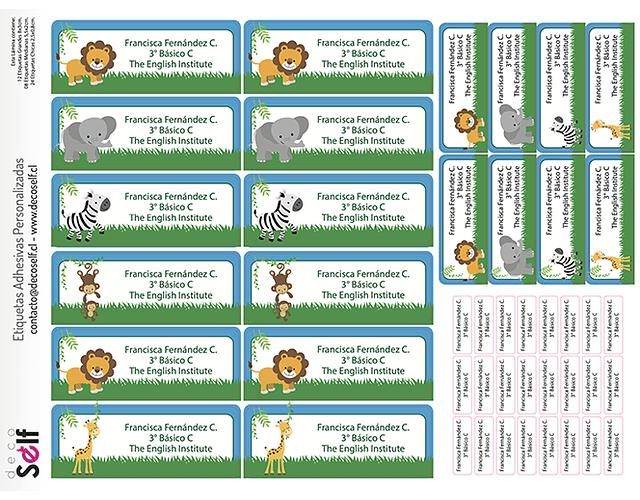 Etiquetas Adhesivas ANIMALES DE LA SELVA