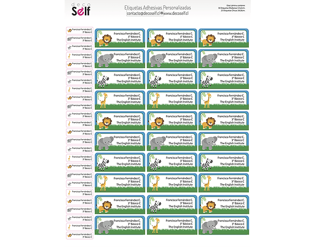 Etiquetas Adhesivas ANIMALES DE LA SELVA