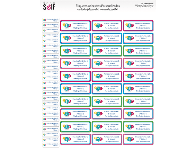 Láminas de Etiquetas Adhesivas Diseño Personalizado