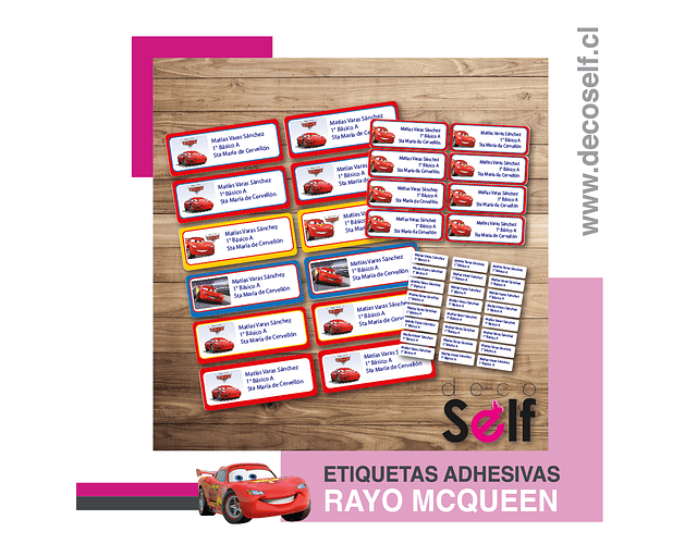 Etiquetas Adhesivas CARS RAYO MACQUEEN