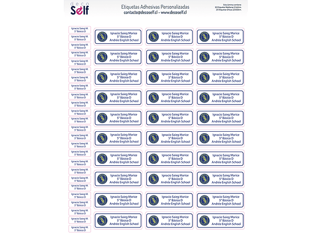 Etiquetas Adhesivas Colegio Andrée English School