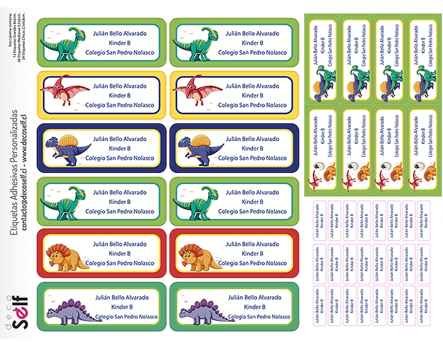 Etiquetas Adhesivas Dinosaurios