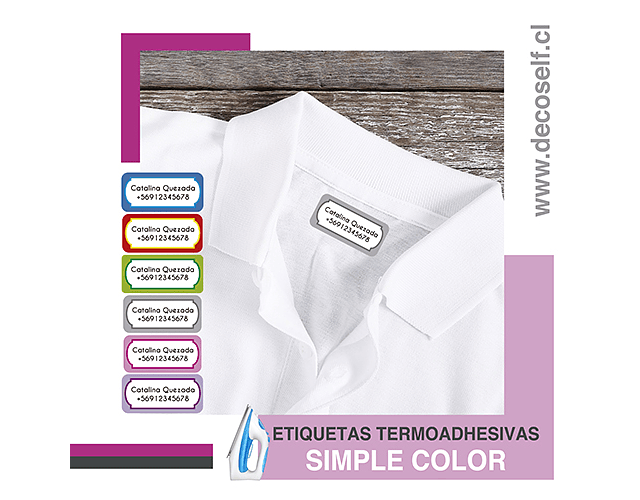 Etiquetas termo transferibles para ropa simple color
