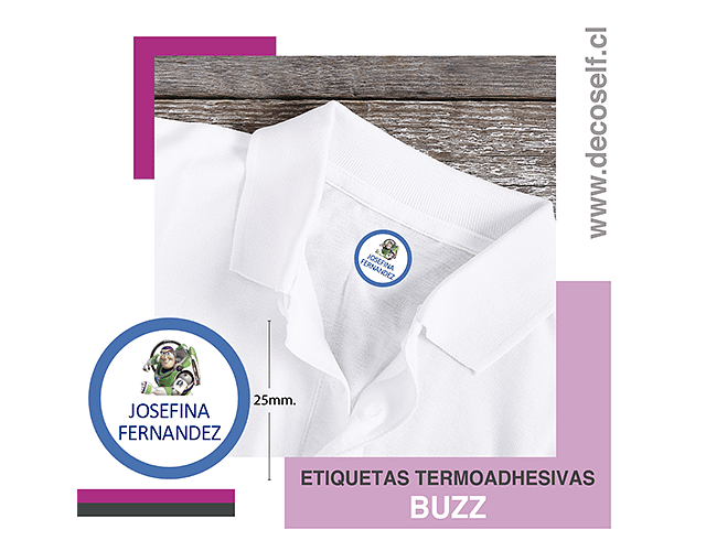 Etiquetas para ropa circular Buzz