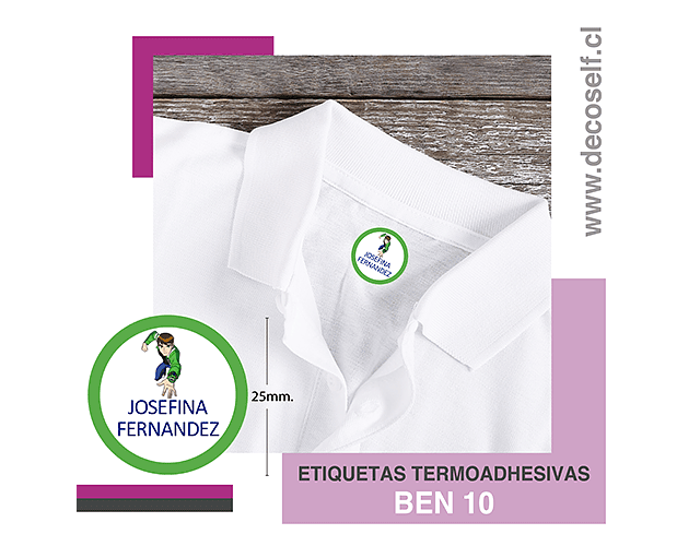 Etiquetas para ropa circular Ben 10