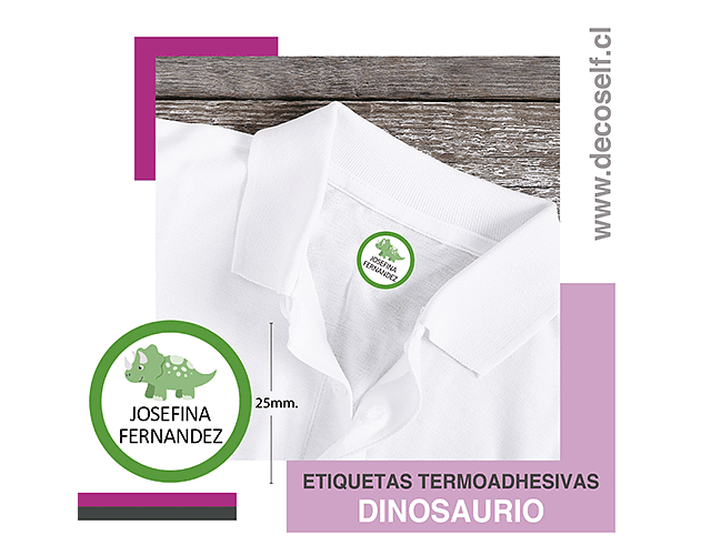 Etiquetas para ropa circular Dinosaurio