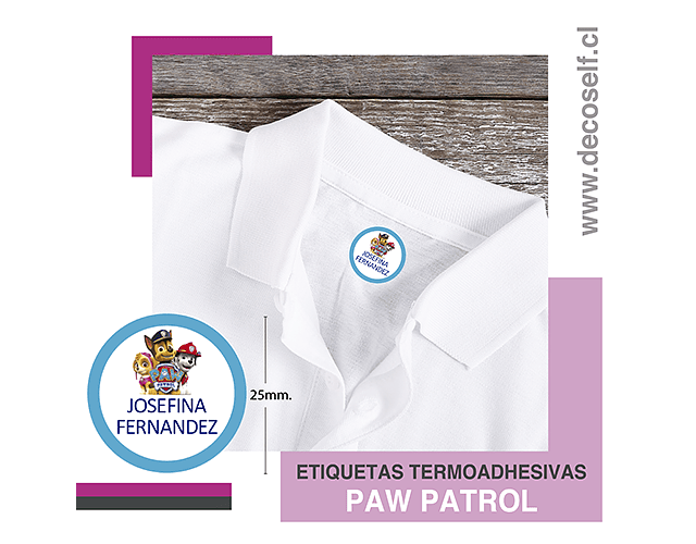 Etiquetas para ropa circular Paw Patrol