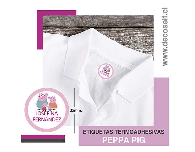 Etiquetas para ropa circular Peppa Pig