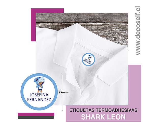 Etiquetas para ropa circular Shark Leon