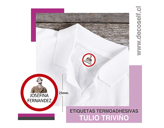 Etiquetas para ropa circular Tulio Triviño