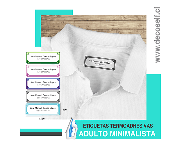 Etiquetas termo transferibles para ropa minimalista