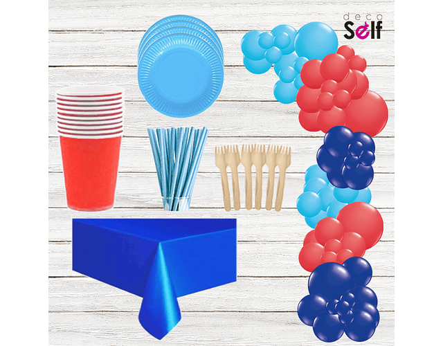 Pack de Mesa y Globos Azul Celeste Rojo