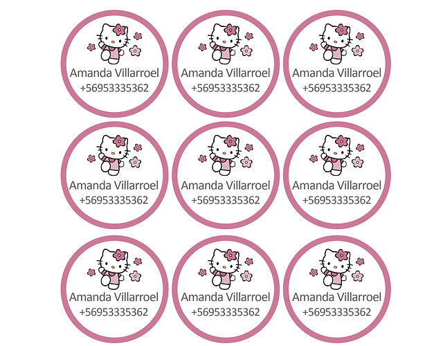 Etiquetas para ropa circular Hello Kitty