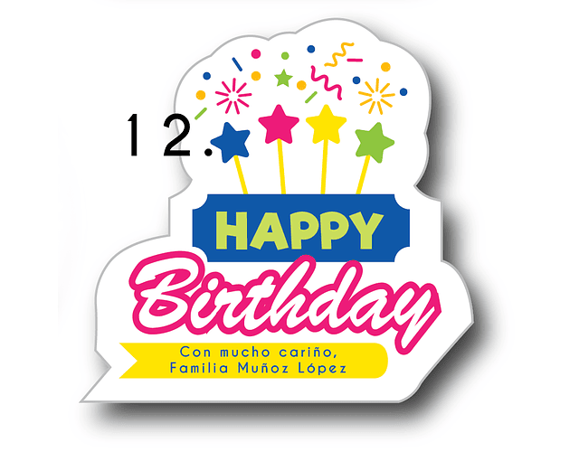12 etiquetas adhesivas de cumpleaños MIX