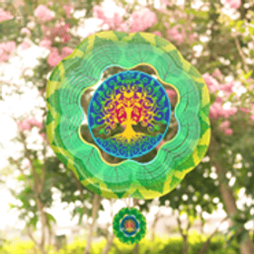 Mándala Flor Azul y Verde Árbol de la Vida