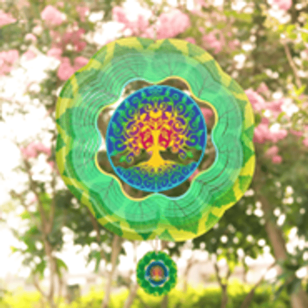 Mándala Flor Azul y Verde Árbol de la Vida