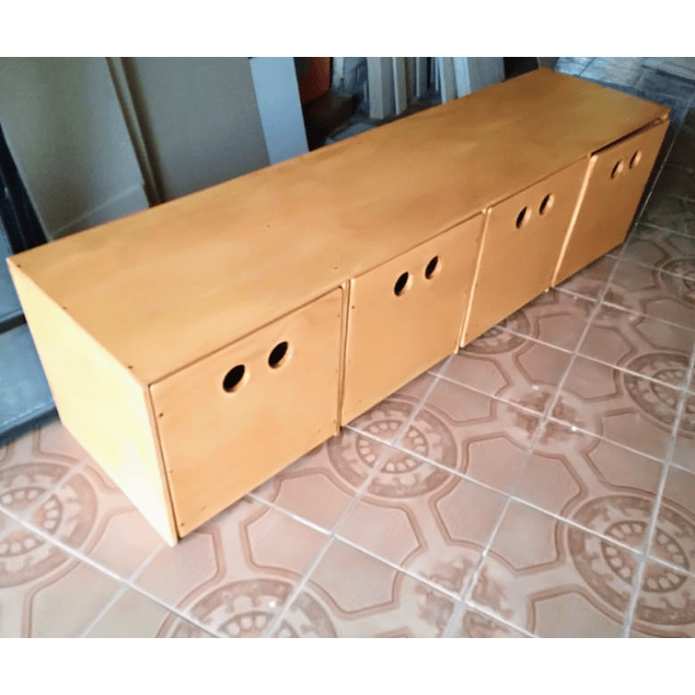 Cajonera de madera, natural 200*40*40 cm (4 cajones)