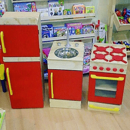 Pack cocina - lavaplatos - Refrigerador de juguete Natural-color 