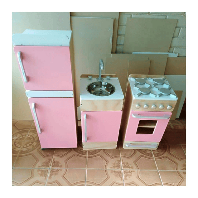 Pack cocina - lavaplatos - Refrigerador de juguete Natural-color 