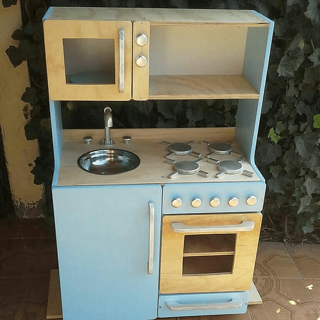 Mueble de cocina juguete, natural-color con puerta