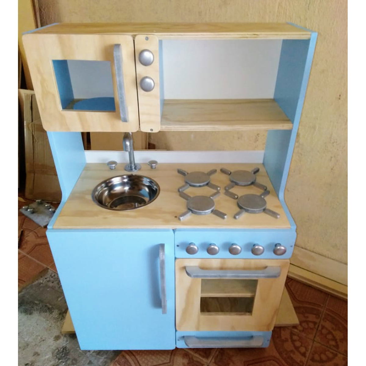 Mueble de cocina juguete, natural-color con puerta