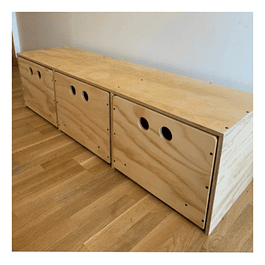 Cajonera de madera. natural 150*40*40 cm (3 cajones)