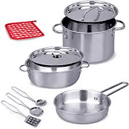 Set de ollas y utensilios de aluminio para niños