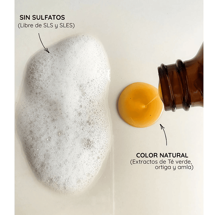 Shampoo Fortalecedor 3x - Té Verde + Ortiga + Amla - 250ml - Envase vidrio. 3