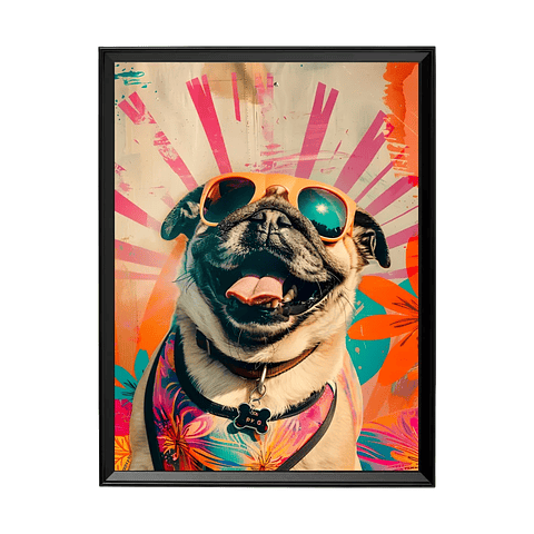 Simpático Pug Con Lentes