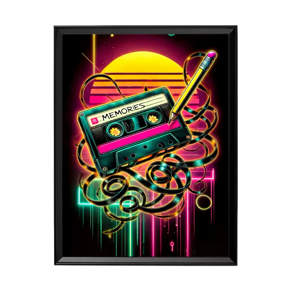 Cuadro Cassette Neón De Recuerdos 1