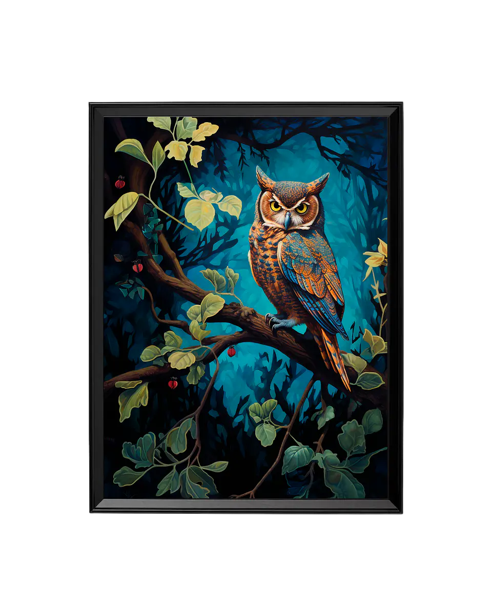 Cuadro Misterio Nocturno: El Búho Vigilante 1