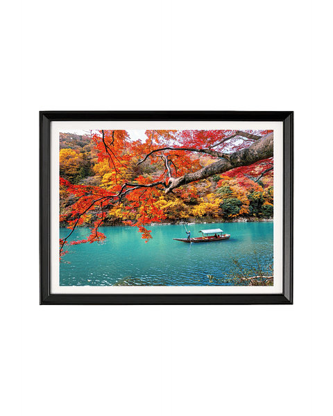 Cuadro Arashiyama Carmesí - Viaje Fluvial de Otoño