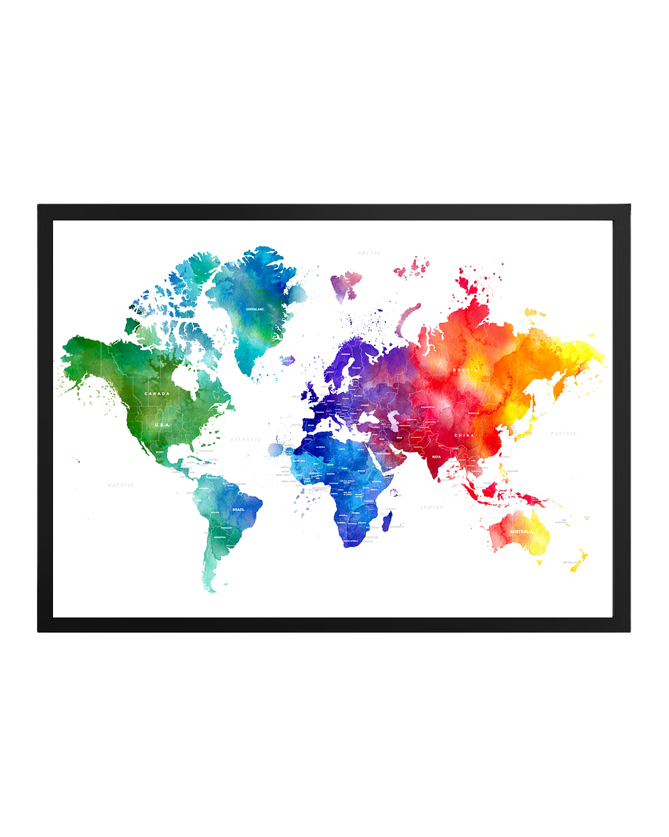 Cuadro Mapamundi Acuarela 1