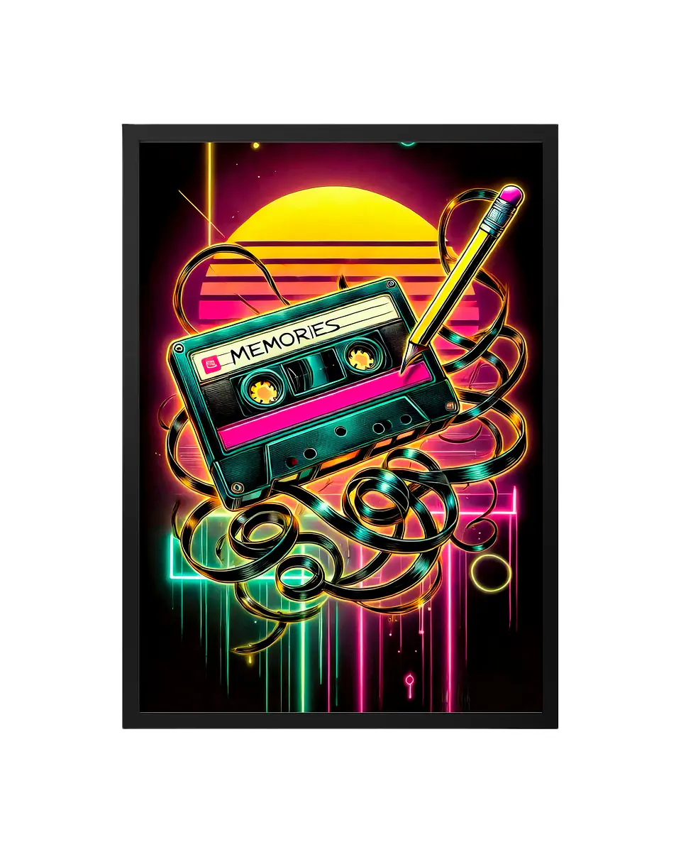 Cuadro Cassette Neón De Recuerdos 1