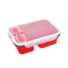 Contenedor plegable de silicona, lonchera a prueba de fugas con 3 compartimentos 7