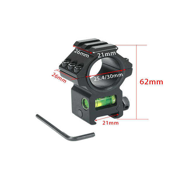 MONTURA CON NIVEL PARA RIEL DE 21 MM Y TUBO DE 25.4/30 MM