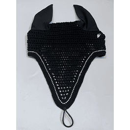 Black V tie down silver rhinestones