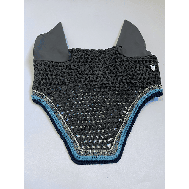 Charcoal bonnet with turquoise and gold sparkles 