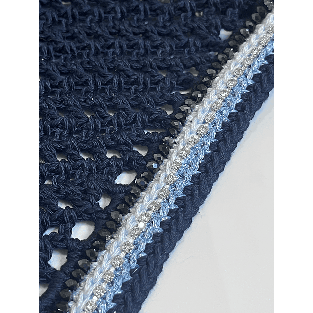 Soundproof navy and light blue sparkle bonnet