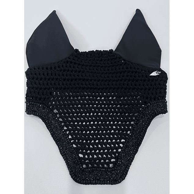 Soundproof black rhinestone ribbon bonnet