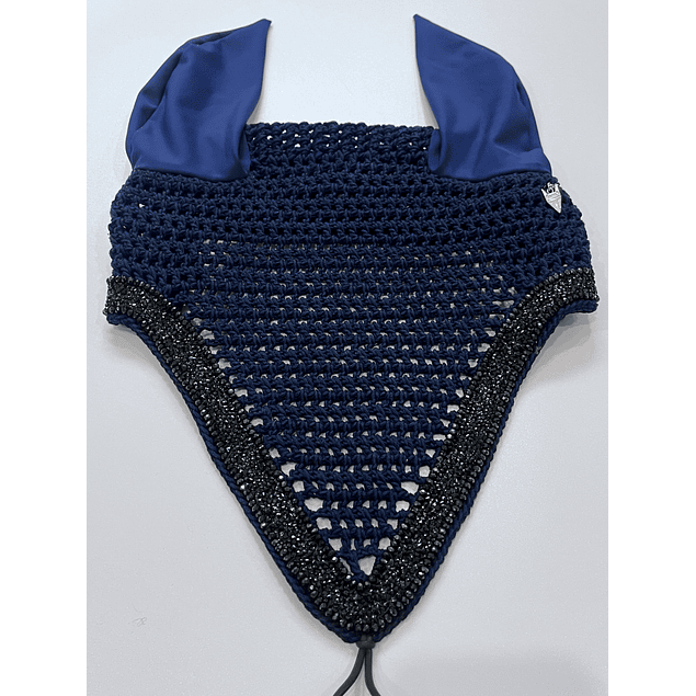 Navy tie down with rhinestone ribbon crystals 