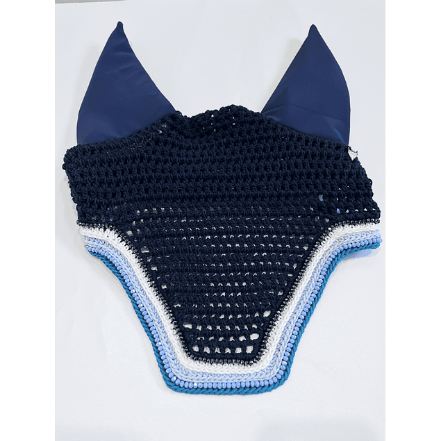Navy soundproof bonnet with light blue sparkle trim