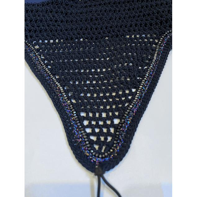 Soundproof navy tie down with sparkle trim