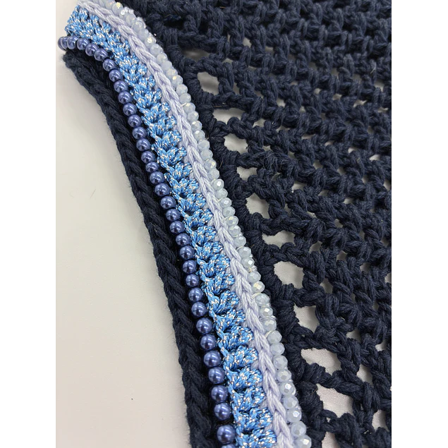 Navy Bonnet Blue Sparkles and Navy Pearls