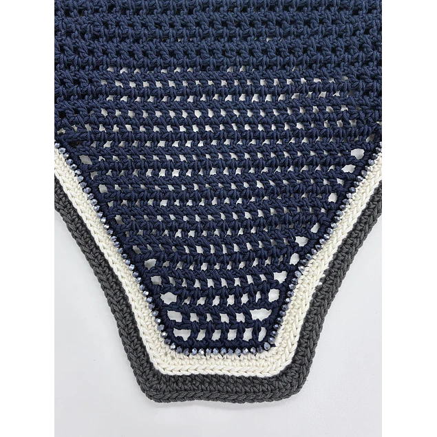 Oversized Navy Bonnet With Crystals