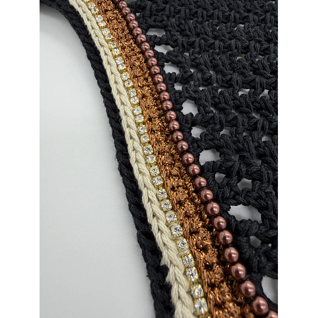 Black with Chocolate Pearls and Coco Sparkle Trim