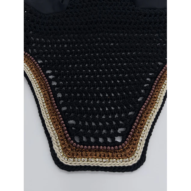 Black with Chocolate Pearls and Coco Sparkle Trim